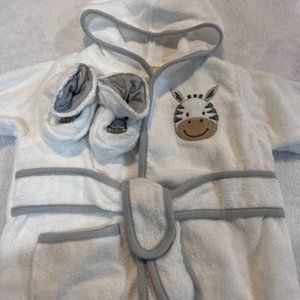 Spasilk Baby Cozy Robe with Matching Slippers 0-9 Months NWT